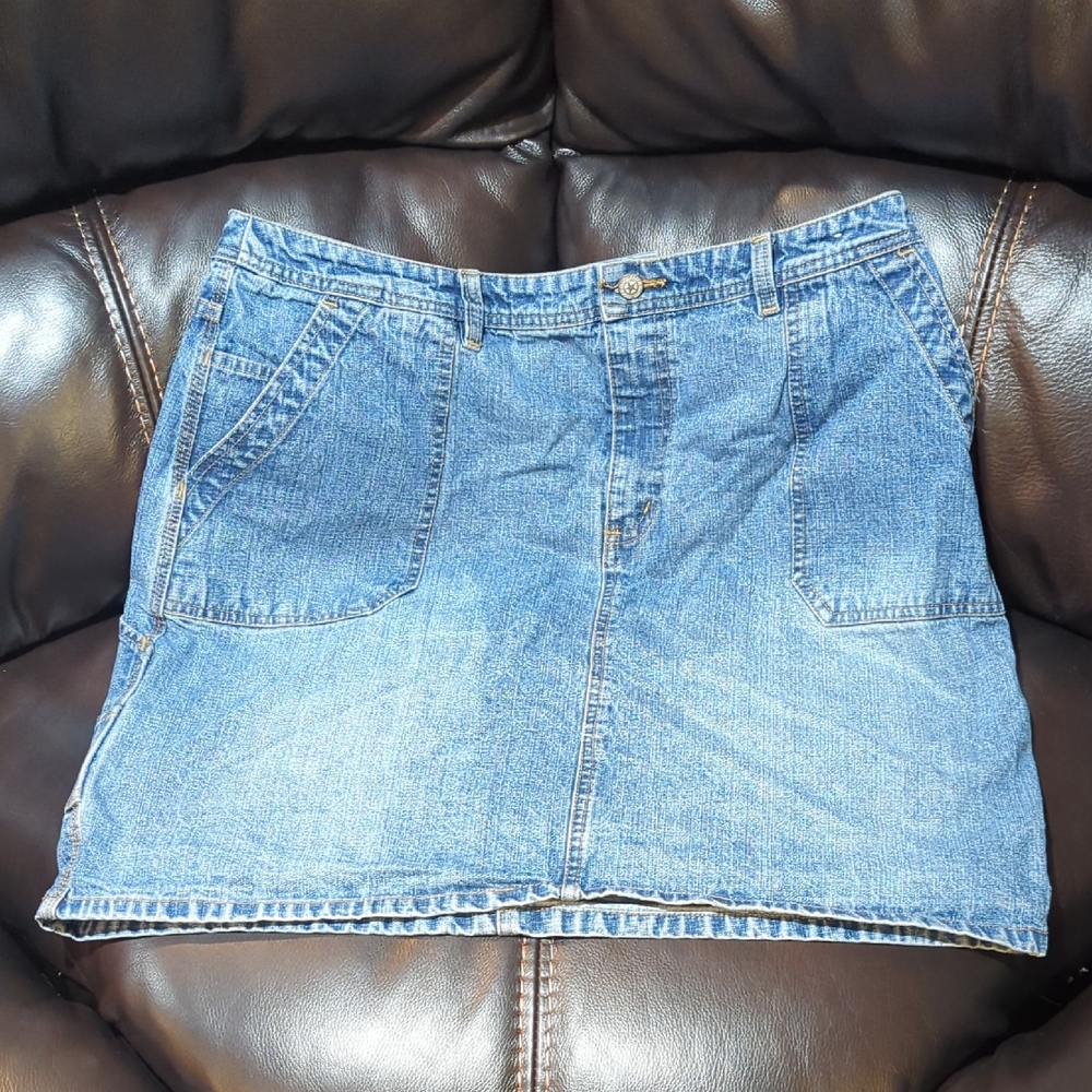 Vintage Women's 18 Blue Denim Cargo Skirt